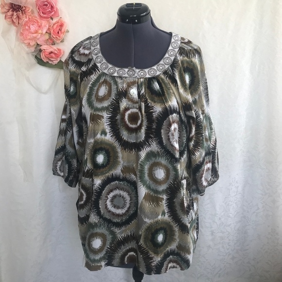 💜 Vintage Style Starburst Circle Blouse - Picture 1 of 8